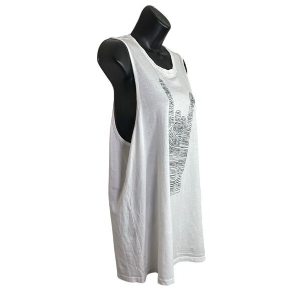 AG Adriano Goldschmied Tank Top Women Small White Graphic Tee Punk Rocker Casual - Picture 4 of 12